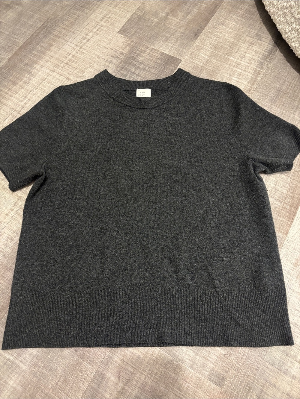 Charcoal Short Sleeve Knit Top